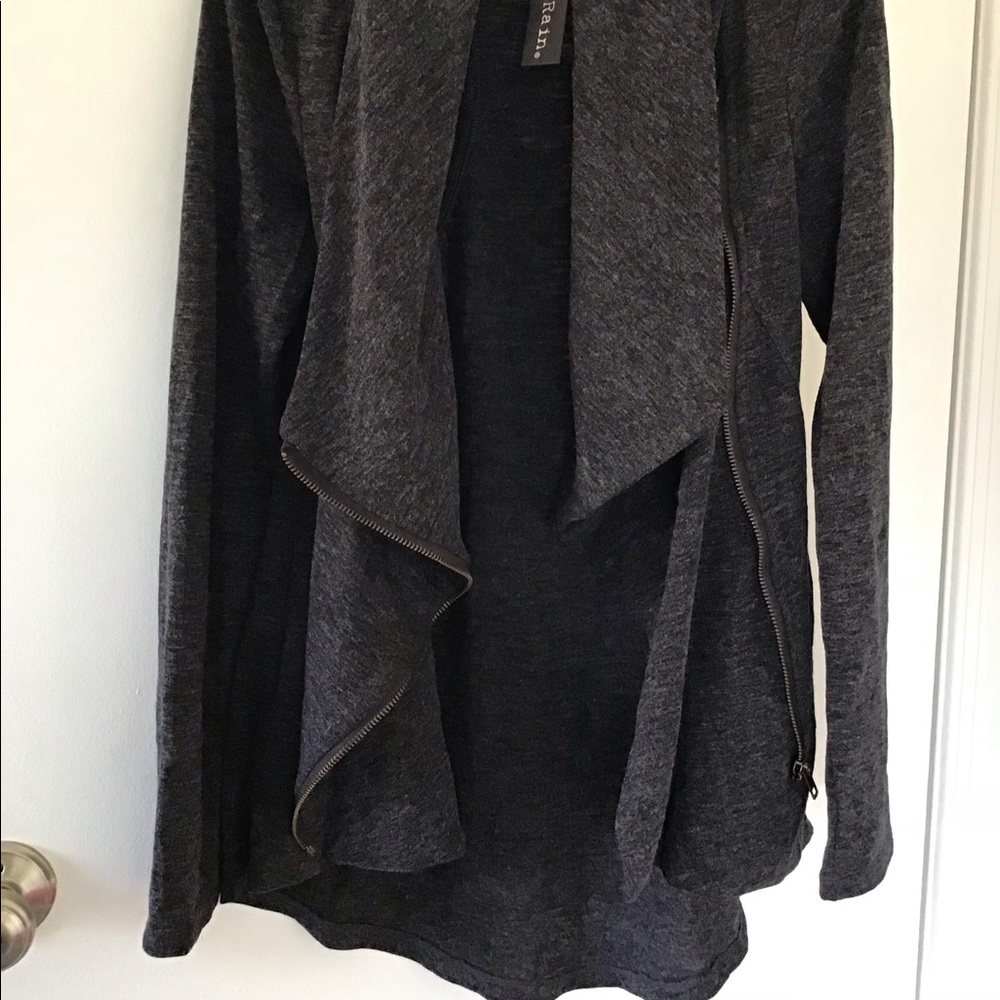 Charcoal gray moto style hi-lo sweater - size M